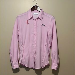 **SOLD** Columbia ~ Brest Cancer Fishing Shirt ~ Small